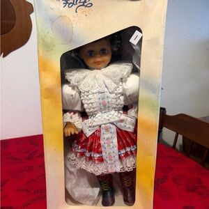 Traditional Doll in Red and White Dress